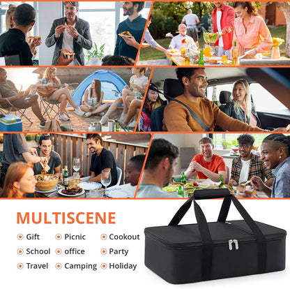 Insulated Casserole Carrier for Hot or Cold Food,Pie Carrier Bag Lunch Tote for Potluck Parties/Picnic/Cookouts, Fits 9"x13" Baking Dish,Grey