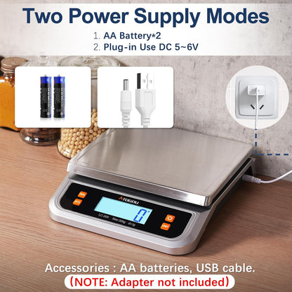 Atogou 88lb Food Scale, Commercial Kitchen Scale Plug-in Usable