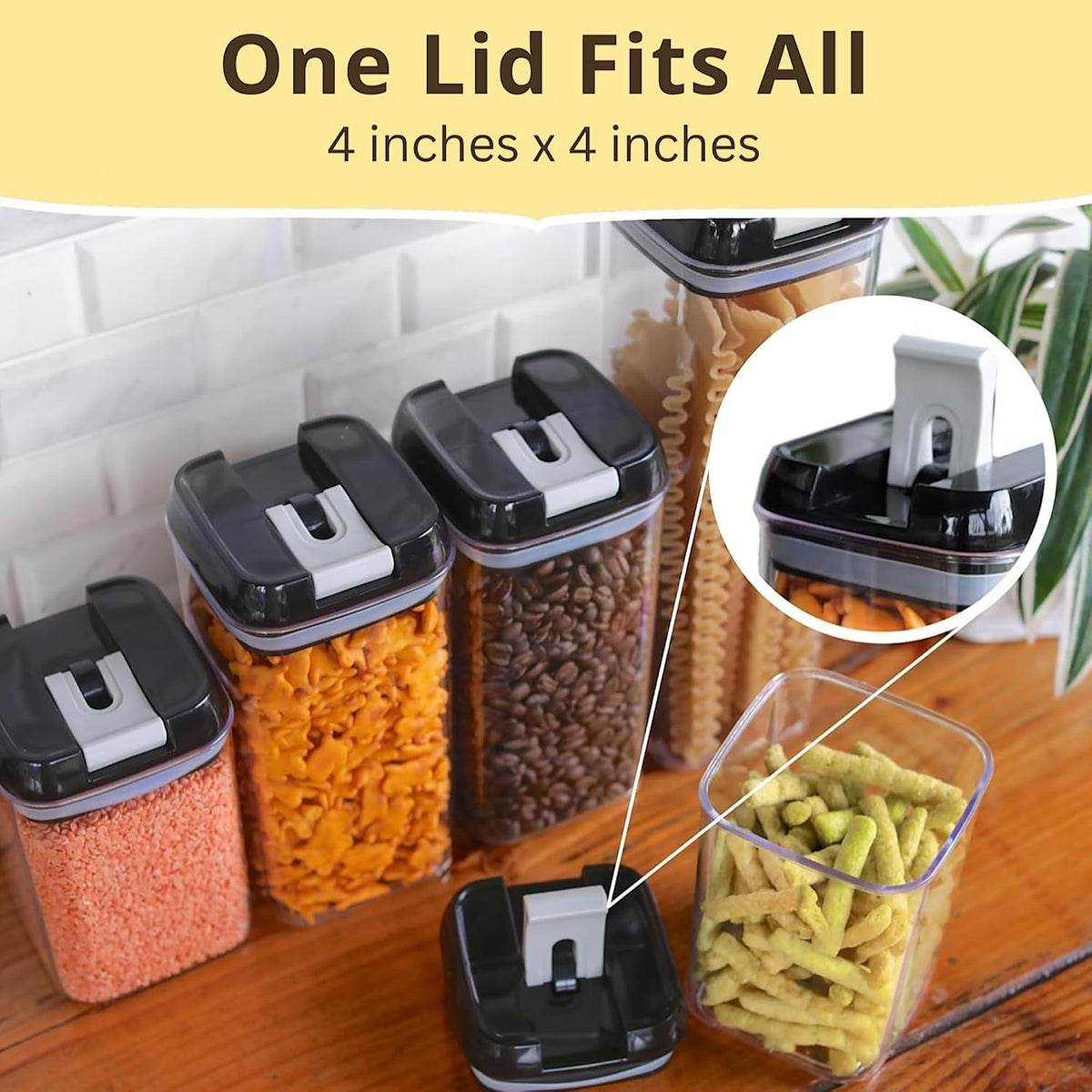 Simply Gourmet Airtight Flour and Sugar Containers with Lids – 3 Piece Kitchen Pantry Organization Set, BPA-Free Clear Plastic, Stackable Canisters for Baking Ingredients, Rice, Snacks, Cereal