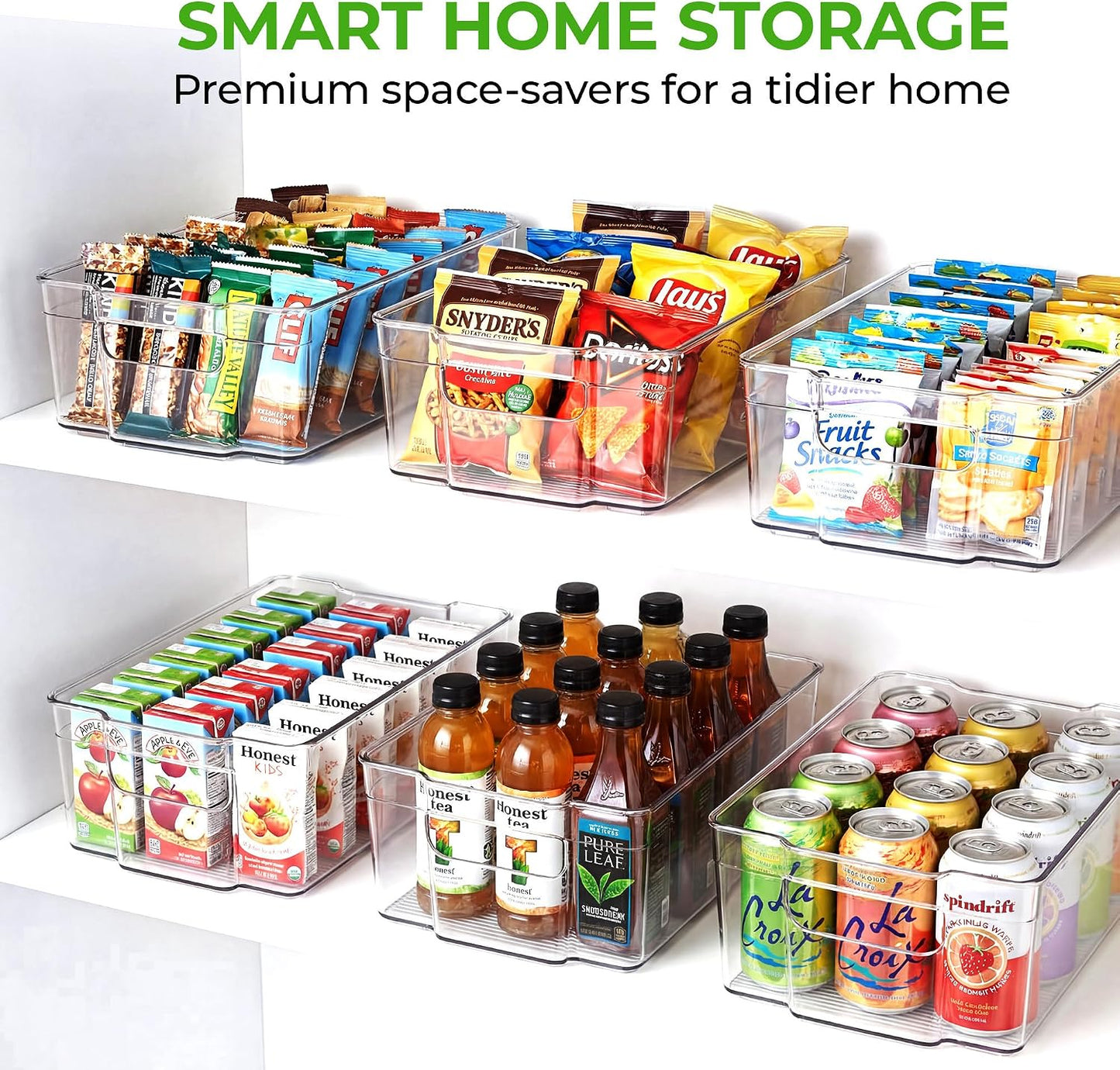 Zulay Kitchen 4 Pack Refrigerator Organizer Bins – Large Clear Fridge Storage Containers with Built-In Handles & Non-Slip Feet - Ideal Fridge Organizers, Kitchen Cabinets, Pantry Organization