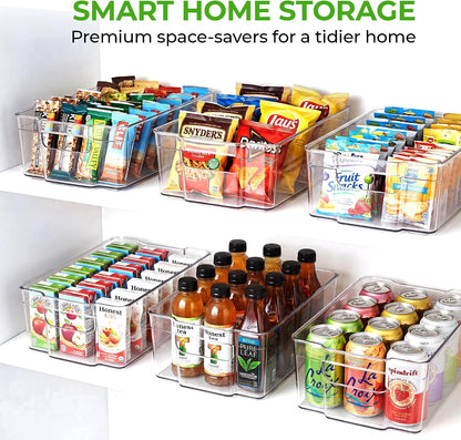 Zulay Kitchen 4 Pack Refrigerator Organizer Bins – Large Clear Fridge Storage Containers with Built-In Handles & Non-Slip Feet - Ideal Fridge Organizers, Kitchen Cabinets, Pantry Organization