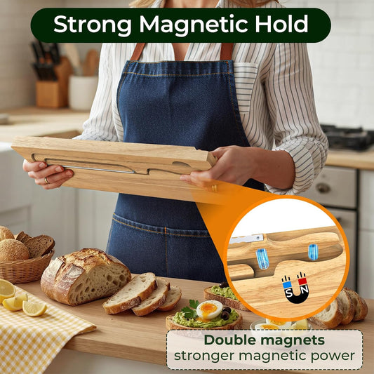 vanerepok Sourdough Bread Bow Knife and Cutting Board With Magnetic Storage