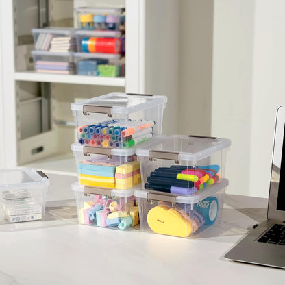 Citylife 6Packs 7.8Qt Plastic Storage Bins with Lids, Clear Organizer | Stackable totes Containers for Craft Supplies, Documents,Garage,Toys,Office and Classroom