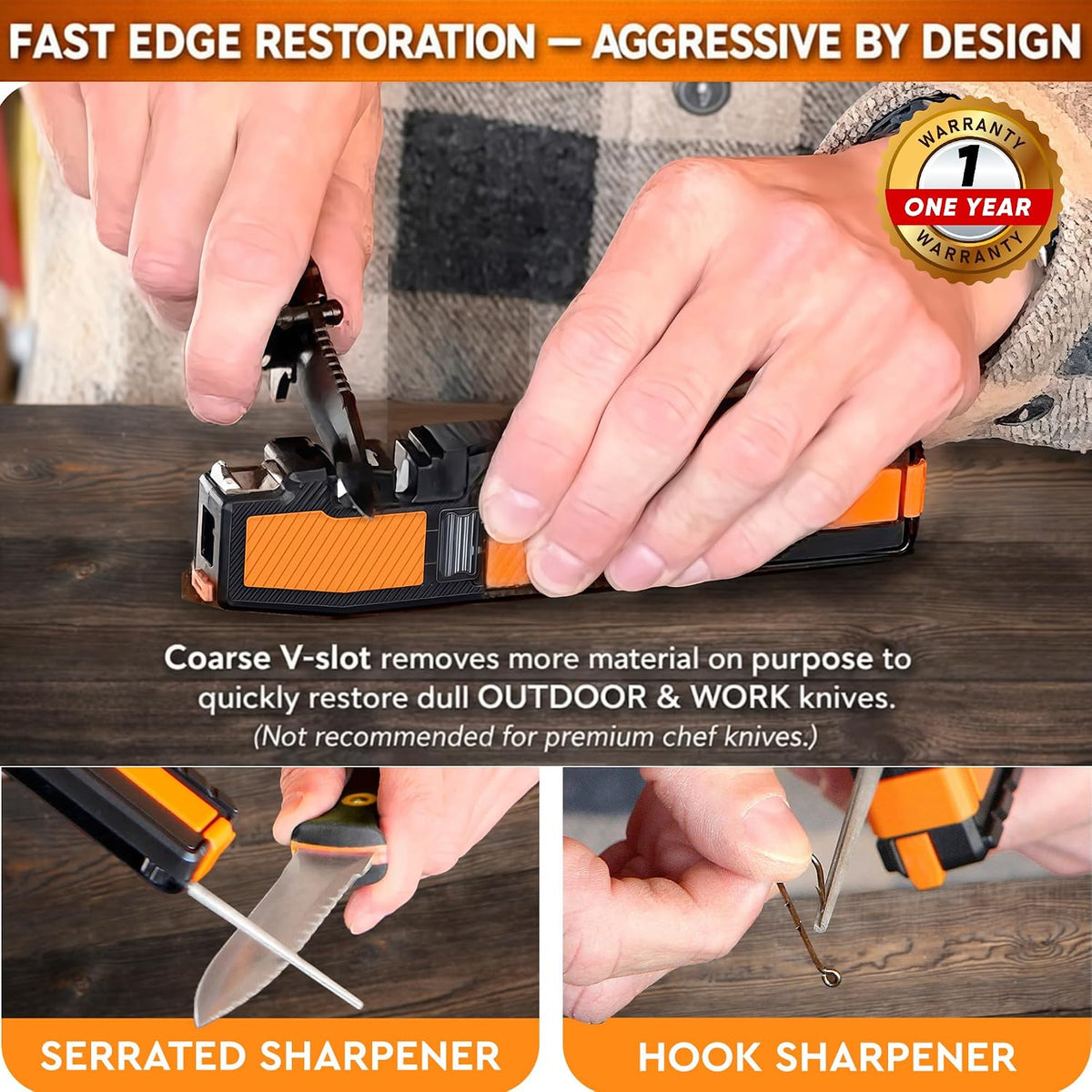 Orange Ninja Pocket Field Knife Sharpener – Portable 6-in-1 Sharpening Kit