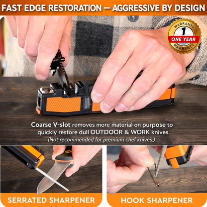 Orange Ninja Pocket Field Knife Sharpener – Portable 6-in-1 Sharpening Kit