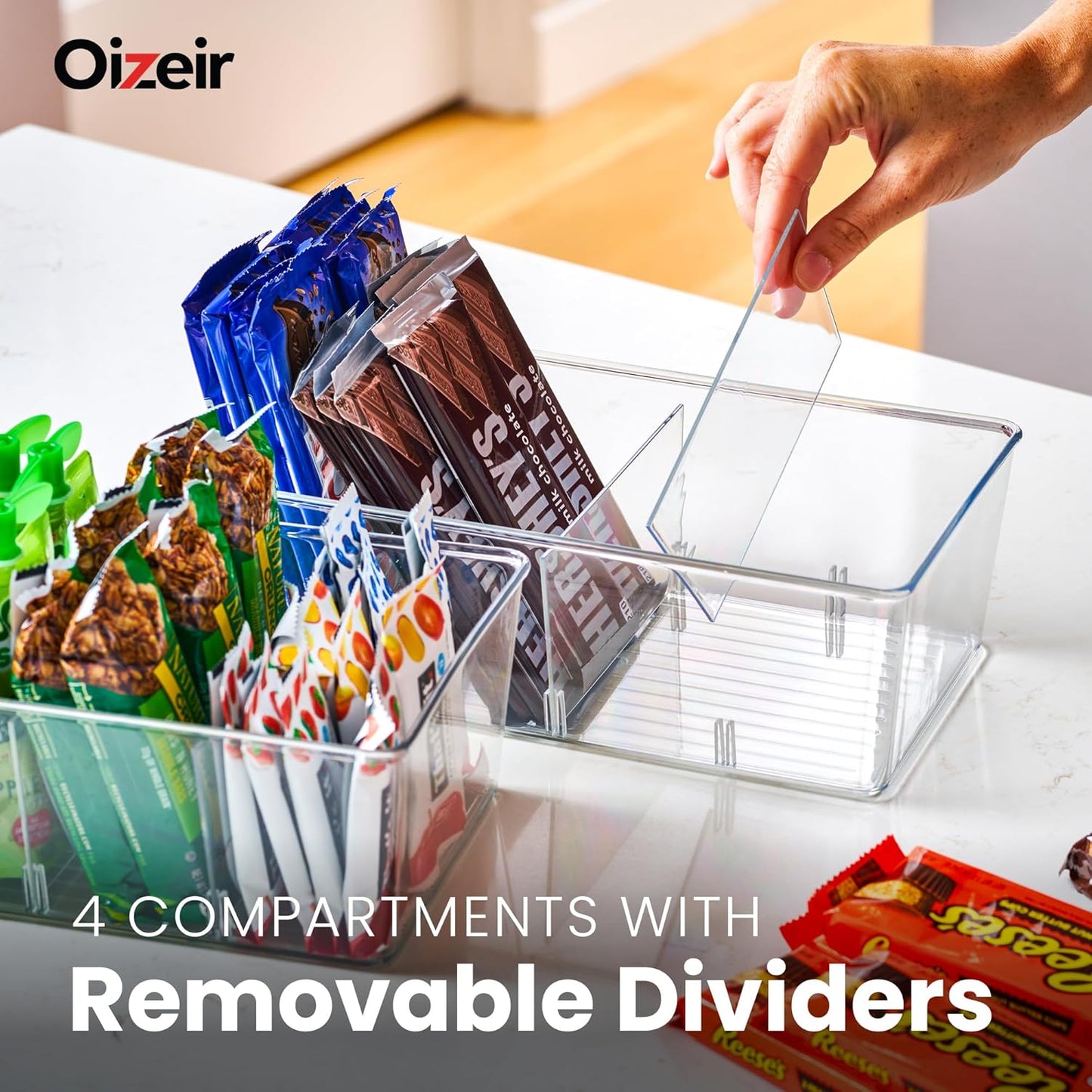 Oizeir 8 Pack Clear Plastic Storage Bins with Handles – Stackable Fridge Organizer Bins for Refrigerator, Freezer, Pantry, Kitchen Cabinet & Cupboard Organization, BPA-Free Acrylic, Transparent