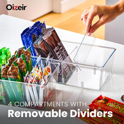 Oizeir 8 Pack Clear Plastic Storage Bins with Handles – Stackable Fridge Organizer Bins for Refrigerator, Freezer, Pantry, Kitchen Cabinet & Cupboard Organization, BPA-Free Acrylic, Transparent