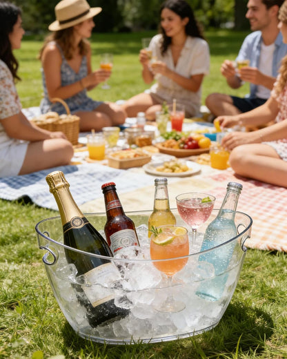 2-Pack Clear Acrylic Ice Buckets for Parties (5.5L Each) – Plastic Beverage Tubs with Scoops – Wine Bucket Chiller for Parties, Drink Buckets for Outdoor Events, Mimosa Bar, BBQ