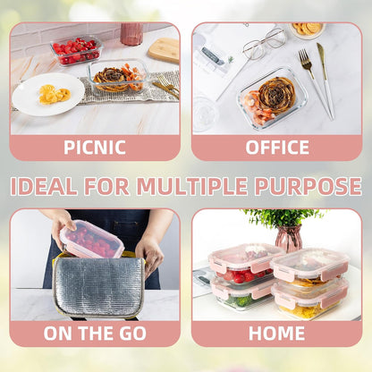 10 Pack 22 oz Glass Meal Prep Containers, Food Storage Containers with Lids, Airtight Leakproof Lunch Containers for Kitchen, Freezer, Microwave, Dishwasher Safe (Grey)
