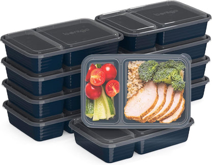Bentgo Prep - 20-Piece 2-Compartment Reusable Meal Prep Containers with Lids, PFAS & BPA Free Materials, Durable, Microwave, Freezer, & Dishwasher Safe To Go Food Storage (Rose Gold)