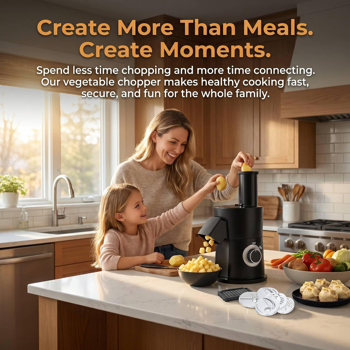 7 In 1 Vegetable Chopper Electric Veggie Onion French Fry Cutter Garlic Mincer Potato Slicer Food Vegetable Dicer Cheese Grater Carrot Shredder Kitchen Gadgets Essentials House Warming Gifts New Home