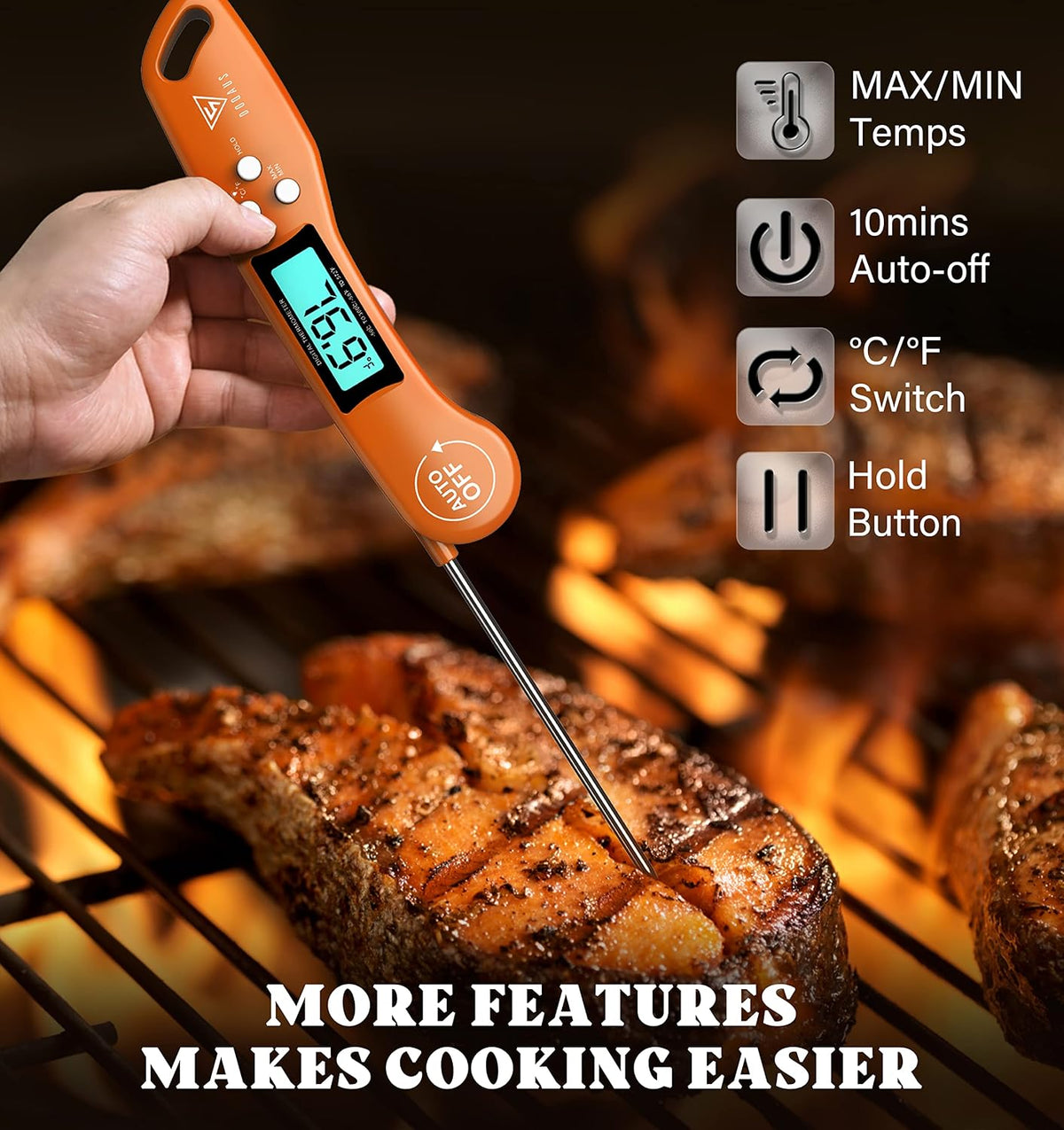 DOQAUS Meat Thermometer Digital – Instant Read Food Thermometer for Cooking