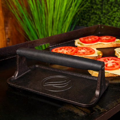Blackstone® Pre-Seasoned Cast Iron Griddle Press, 10" x 5.5", Black