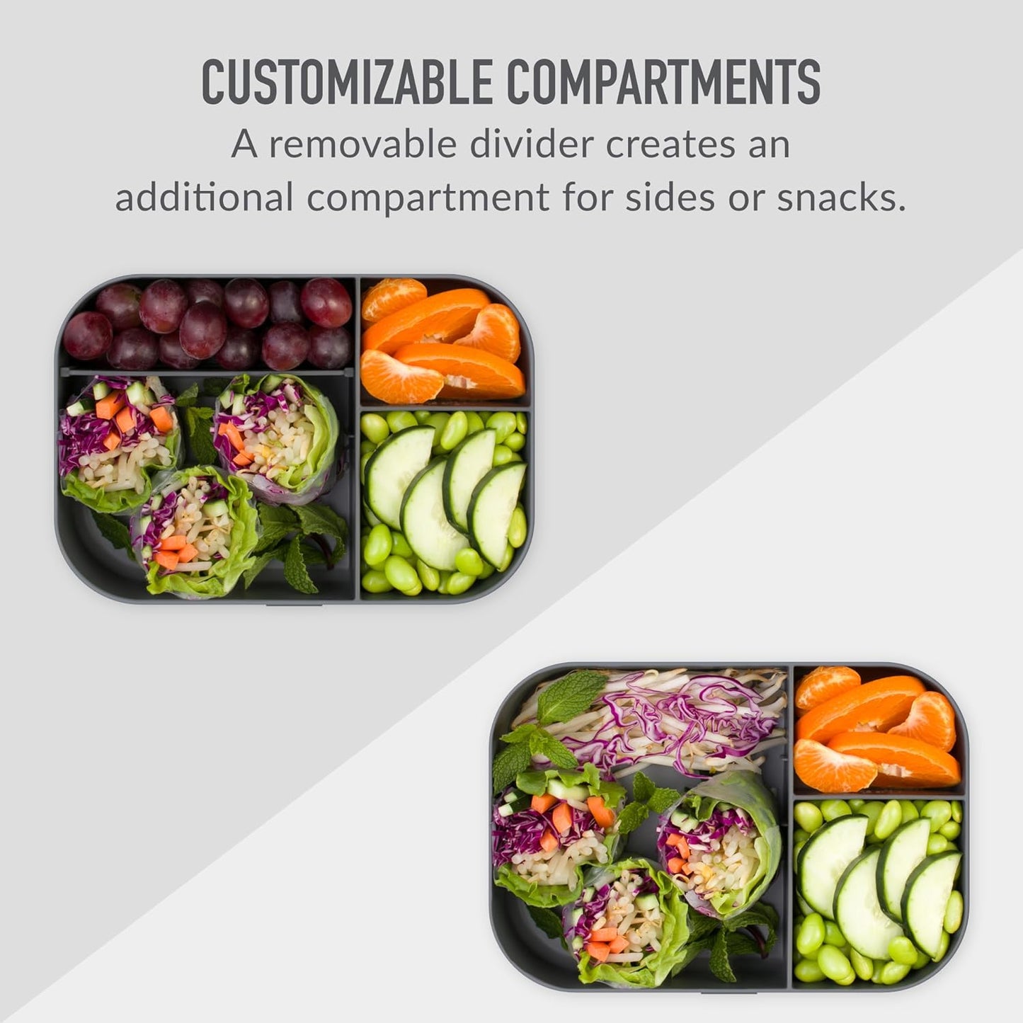 Bentgo® Modern Tray with Matte Lid - Reusable, BPA-Free, Meal Prep Containers for Adults with Removable Divider - 3 or 4 Compartments for Healthy Portioned Meals At Home & On the Go (Navy)