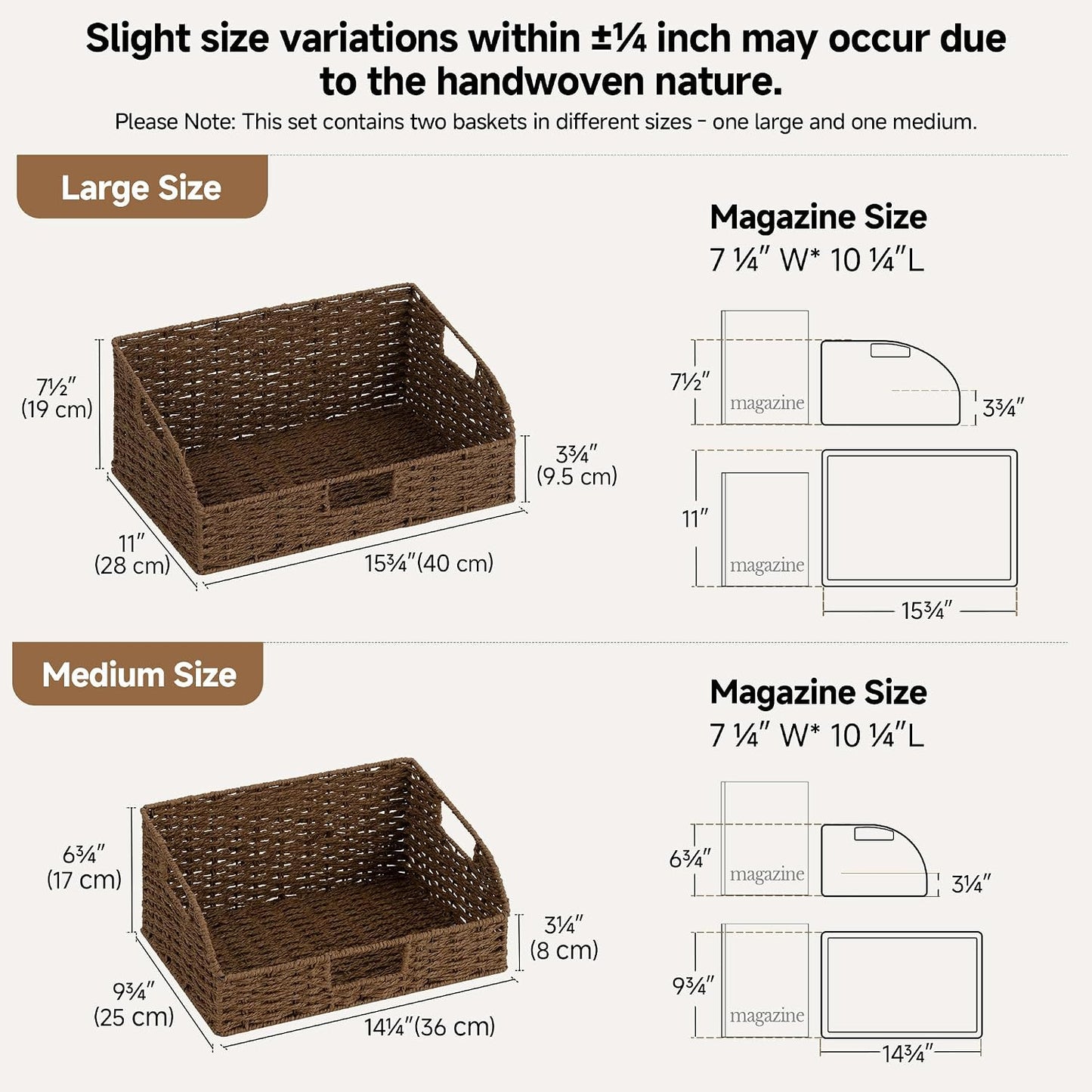 StorageWorks Water Hyacinth Pantry Storage Baskets, Wicker Baskets with Built-in Handles, Handwoven Shelf Baskets for Organizing, Pantry Organizers and Storage, 3 Pack