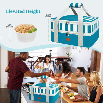 Expandable Casserole Carrier Bag - Double Decker Food Bag, Insulated Casserole Carrier for Hot or Cold Food, Lasagna Holder Tote for Picnics,Beaches,Traveling or Gifts
