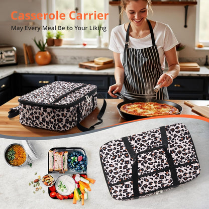 Insulated Casserole Carrier Portable Food Tote for Hot or Cold – Fits 9"x13" Baking Dish, Lasagna Holder for Parties, Picnic, Travel, Beach - Black
