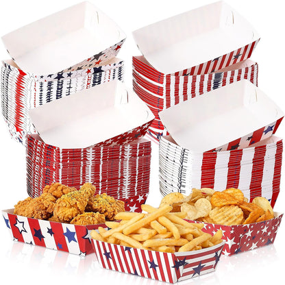 Honeydak 100 Pieces Mother's Day Heart Pattern Paper Food Trays Disposable Nacho Container Paper Boats Serving Trays for Hot Dog Popcorn Taco Snack Candy Food Container Party Supplies