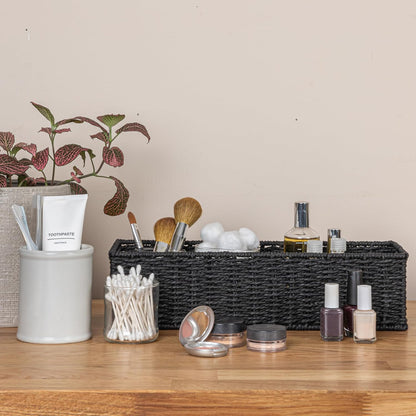 Household Essentials Water Hyacinth Rectangular Storage Basket with Handwoven Fibers and Iron Frame, Natural Finish