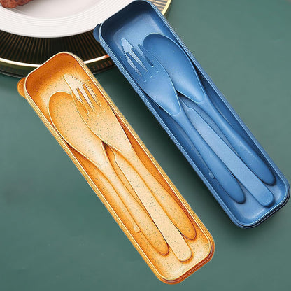 Reusable Travel Utensils Set with Case, 2 Sets Wheat Straw Portable Plastic Fork Spoons Knife Cutlery, Camping Eco-Friendly BPA Free Tableware for Kids Adults Work Picnic or Daily Use (Pink)