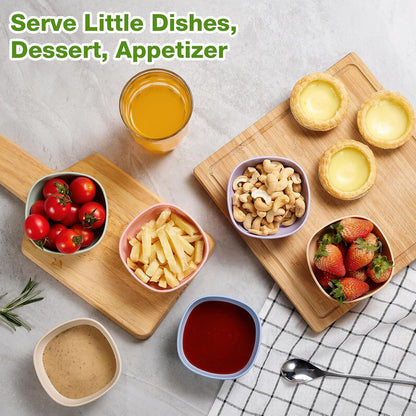 Hlukana 6 Pack Wheat Straw Soy Sauce Dishes, 4.5 OZ Small Dessert Bowls, Unbreakable Dipping Bowl, Pinch Bowls Set, Dipping Sauce Cups, Mini Prep Bowls, Dip Bowls for Side Dish, Ketchup, Soy, BBQ