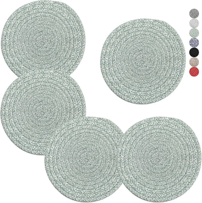 Trivets for Hot Dishes, Pots and Pans, 8 Inches Hot Pads 5 Pcs, Pot Holders for Kitchen, Heat Resistant Mat Protect Counter, Coasters Set Home Essentials Farmhouse Decor (Brown)