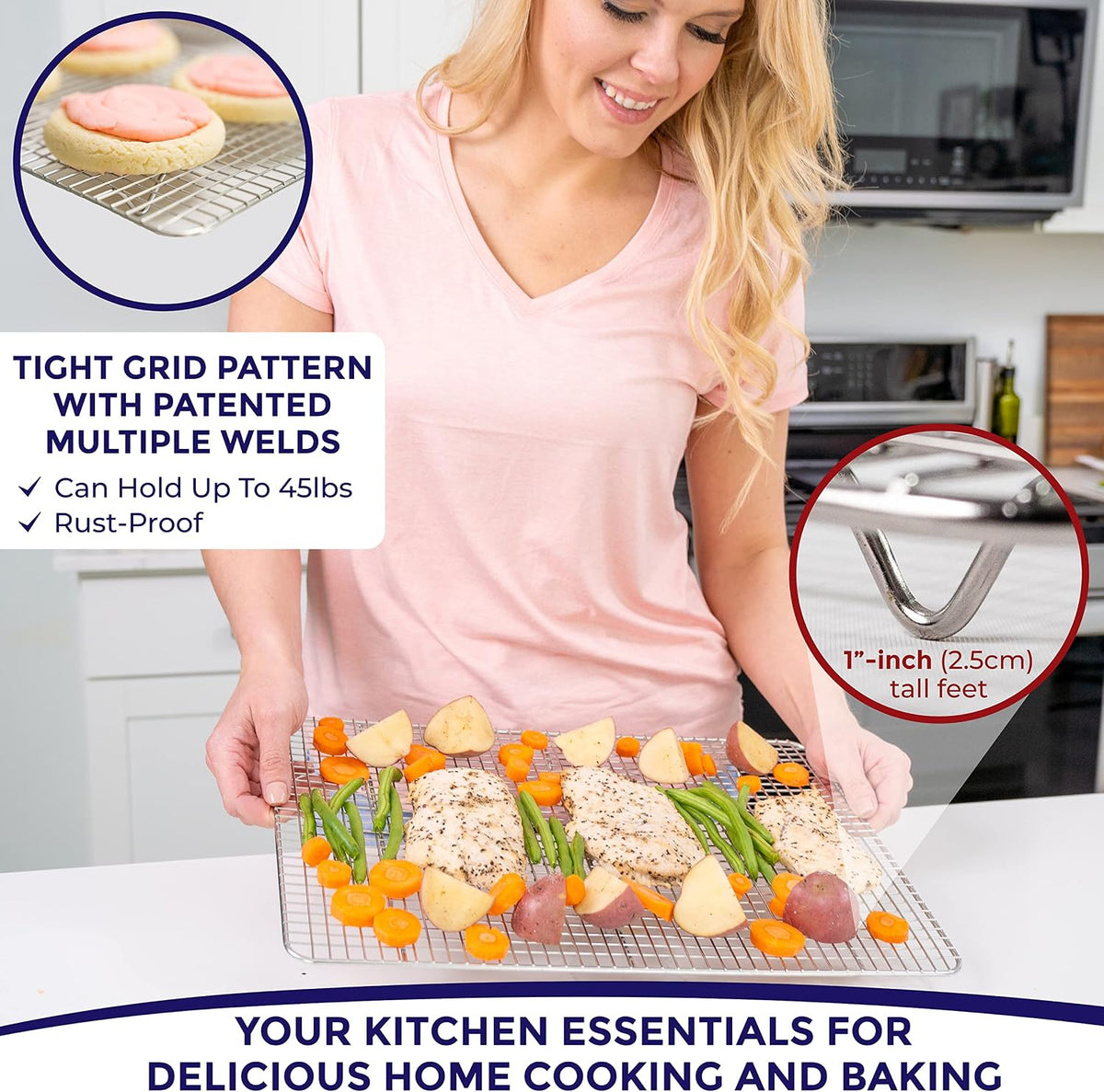Kitchenatics 4-Tier Stackable Cooling Rack Space Saving Baking Set, 15x10"