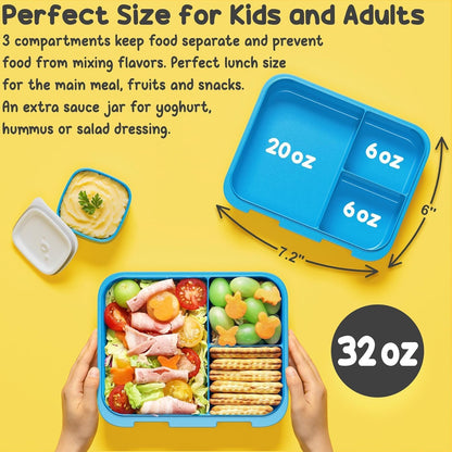 Fimibuke Bento Lunch Box for Kids with Food Jar, 3-Compartment 32OZ Snack Lunch Container, Lunch Bag, 12OZ Insulated Food Jar & Ice Pack Set for Age 3-12 School Daycare Toddler Teen Girls Boy, Fairies