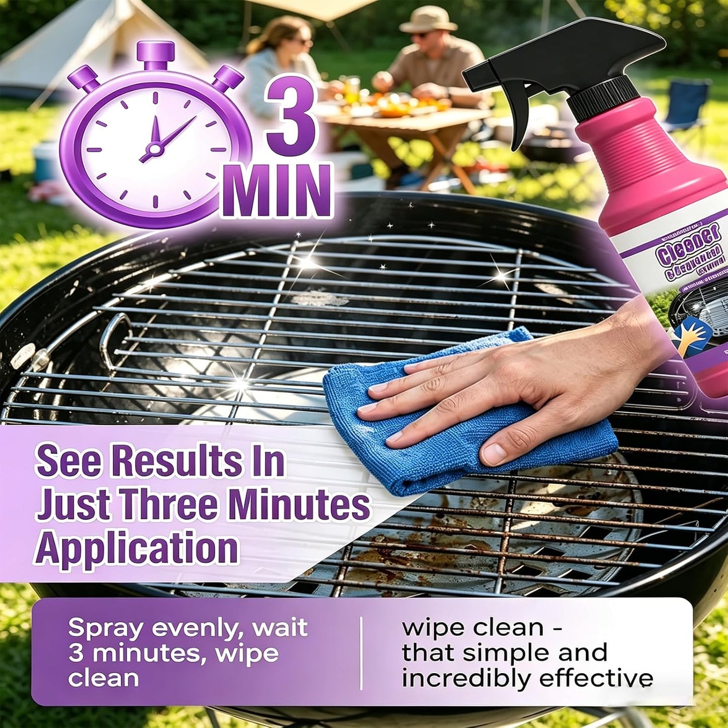 Fast-Acting Heavy-Duty Grill Degreaser Spray, BBQ Grill Cleaner Spray, Grill Cleaner for Outdoor Grills, Heavy Duty Degreaser Cleaner Spray, Fast-Acting Degreaser for Stubborn Stains (1)