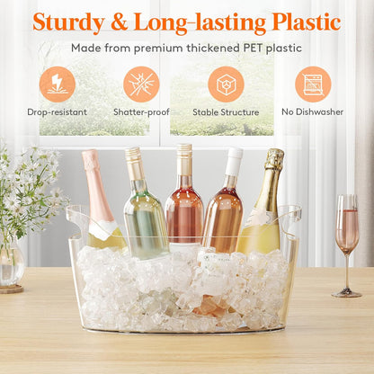 Lifewit 11.5L Ice Bucket for Parties 2 Pcs, Large Portable Drink Bucket for Cocktail Bar, Champagne Cooler for Beverage/Wine/Beer, Mimosa Bar Supplies Chiller Tub with Scoop 38 x18x20 cm/15x7x8 inches