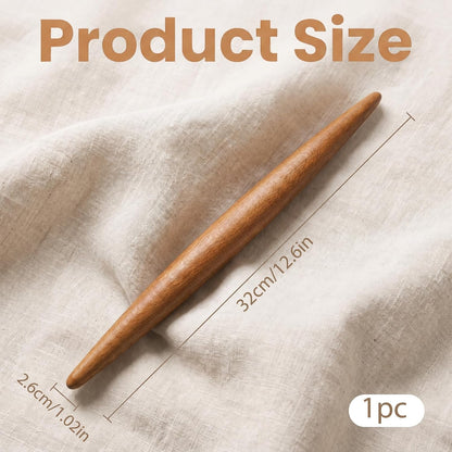 12.6 Inch French Rolling Pin, Tapered Solid Beechwood Dough Roller