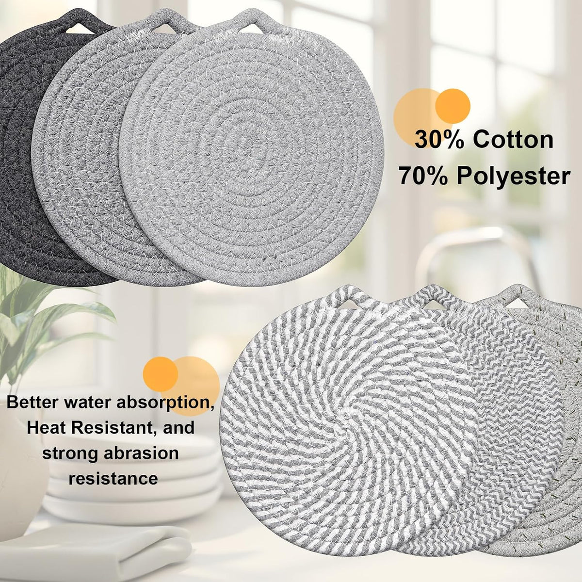 7" Trivets for Hot Dishes, 6 Pack Trivets for Hot Pots and Pans