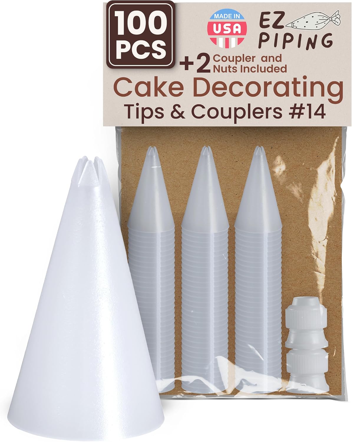 Reusable Plastic Piping Tips, Nozzles Standard Size Star Tip #20