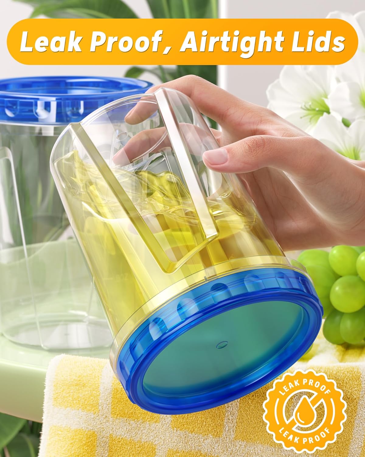 6 Pack-24 oz Freezer Storage Containers, Plastic Food Storage Containers with Twist Top Lids, BPA Free and Reusable Soup Containers with Lids, Leakproof/Microwave/Dishwasher Safe