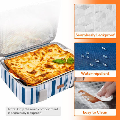 Lifewit Insulated Double Decker Casserole Carrier for Hot or Cold Food, Casserole Dish Carrying Case, Lasagna Holder for Potluck Parties, Picnic and Cookouts, Fits 9"x13" Baking Dish, Grey