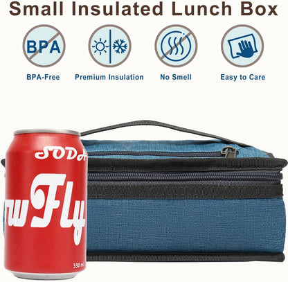 FlowFly Small Insulated Lunch box Portable Soft Bag Mini Cooler Thermal Meal Tote Kit with Handle for Work & School, Black