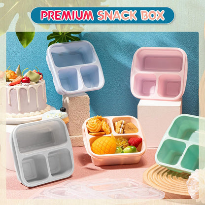 Honeydak 5 Pack Snack Containers 3 Compartment Bento Snack Boxes Divided Meal Prep Containers with Lids Reusable Adults Lunch Food Storage Box for School Work Travel(Elderberry)