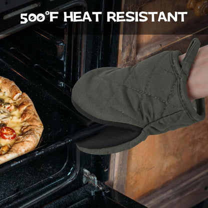 Goldmeet Mini Oven Mitts 2-Pack, 7"x5.5", 500°F Silicone Grip, Gray