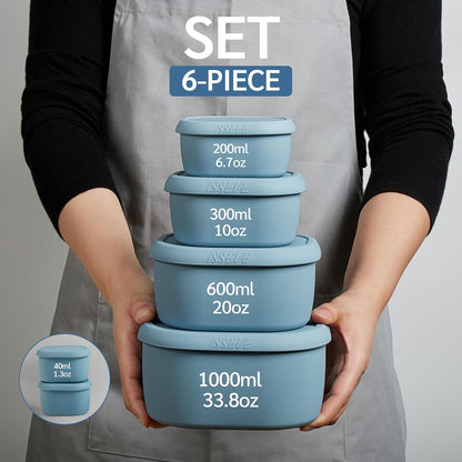 ISSEVE 12Pcs/Set Nesting Silicone Food Storage Containers with Lids, BPA Free Reusable Meal Prep Silicone Containers Airtight, Freezer Dishwasher Safe (33.8oz, 20oz, 10oz, 6.7oz, 1.3oz)