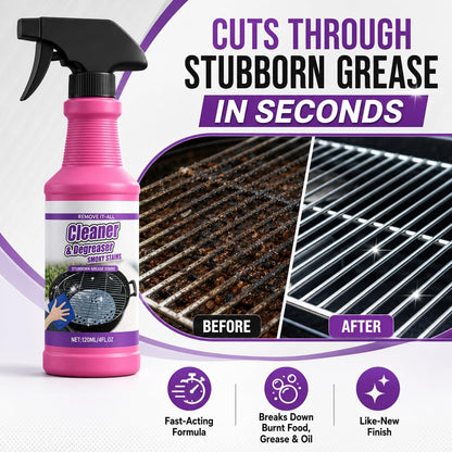 Fast-Acting Grill Cleaner Spray, Heavy Duty BBQ Degreaser for Burnt Food & Stubborn Grease, Powerful No-Scrub Oven & Kitchen Cleaner for Grills, Stovetops & Pans (1)