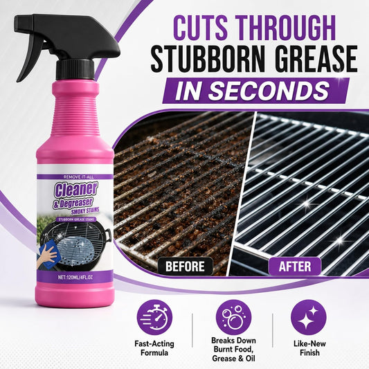Fast-Acting Grill Cleaner Spray, Heavy Duty BBQ Degreaser for Burnt Food & Stubborn Grease, Powerful No-Scrub Oven & Kitchen Cleaner for Grills, Stovetops & Pans (1)