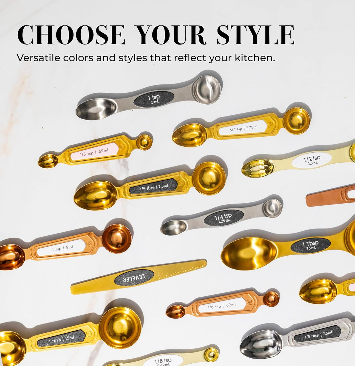 Styled Settings Magnetic Measuring Spoons Set, Gold