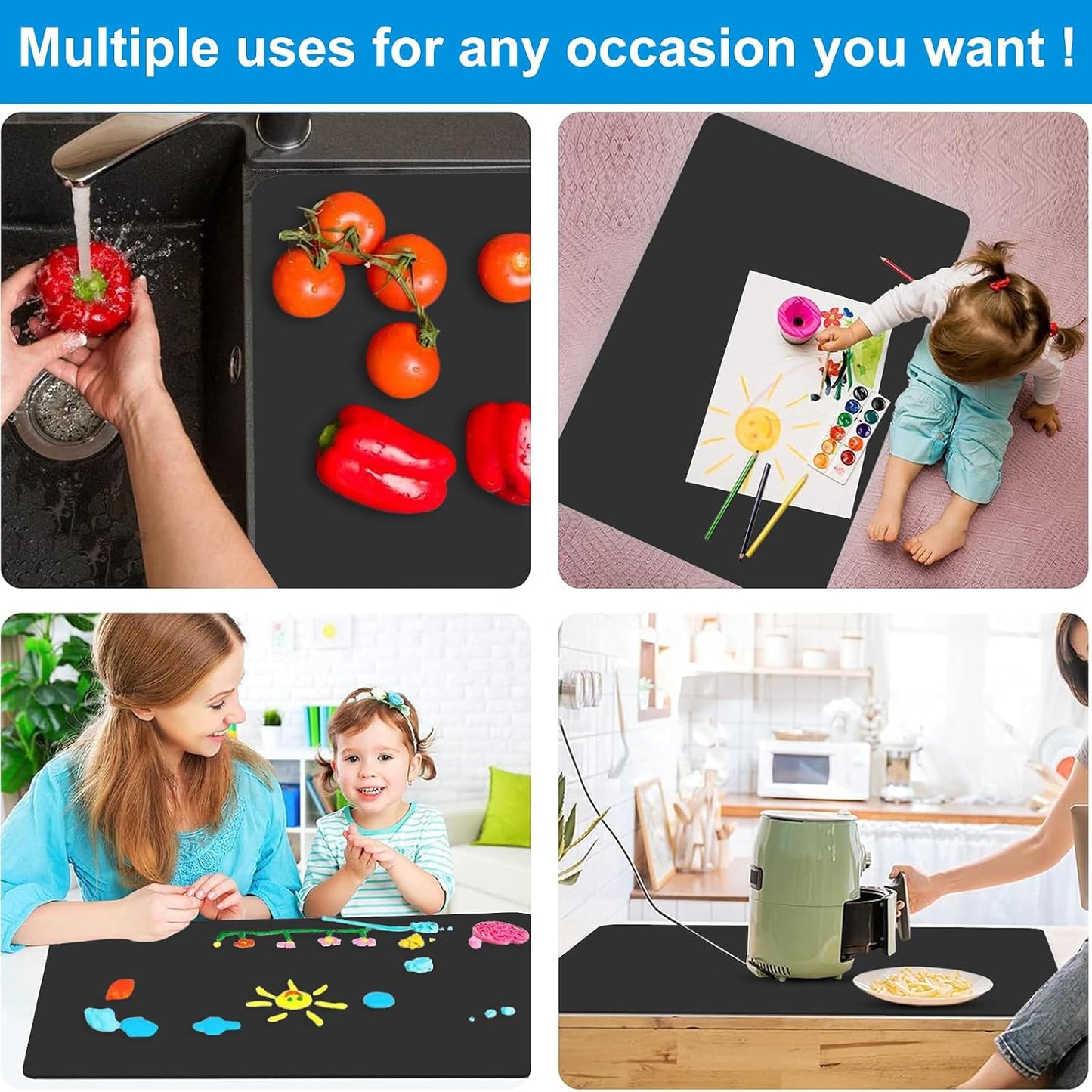 AECHY Extra Large Silicone Mat 78.74”x19.69”x0.08”, Multipurpose Silicone Mat Thick Heat Resistant Mat Shipped Rolled Up Kitchen Counter Mat Nonslip Silicone Mats for Kitchen Counter Translucent