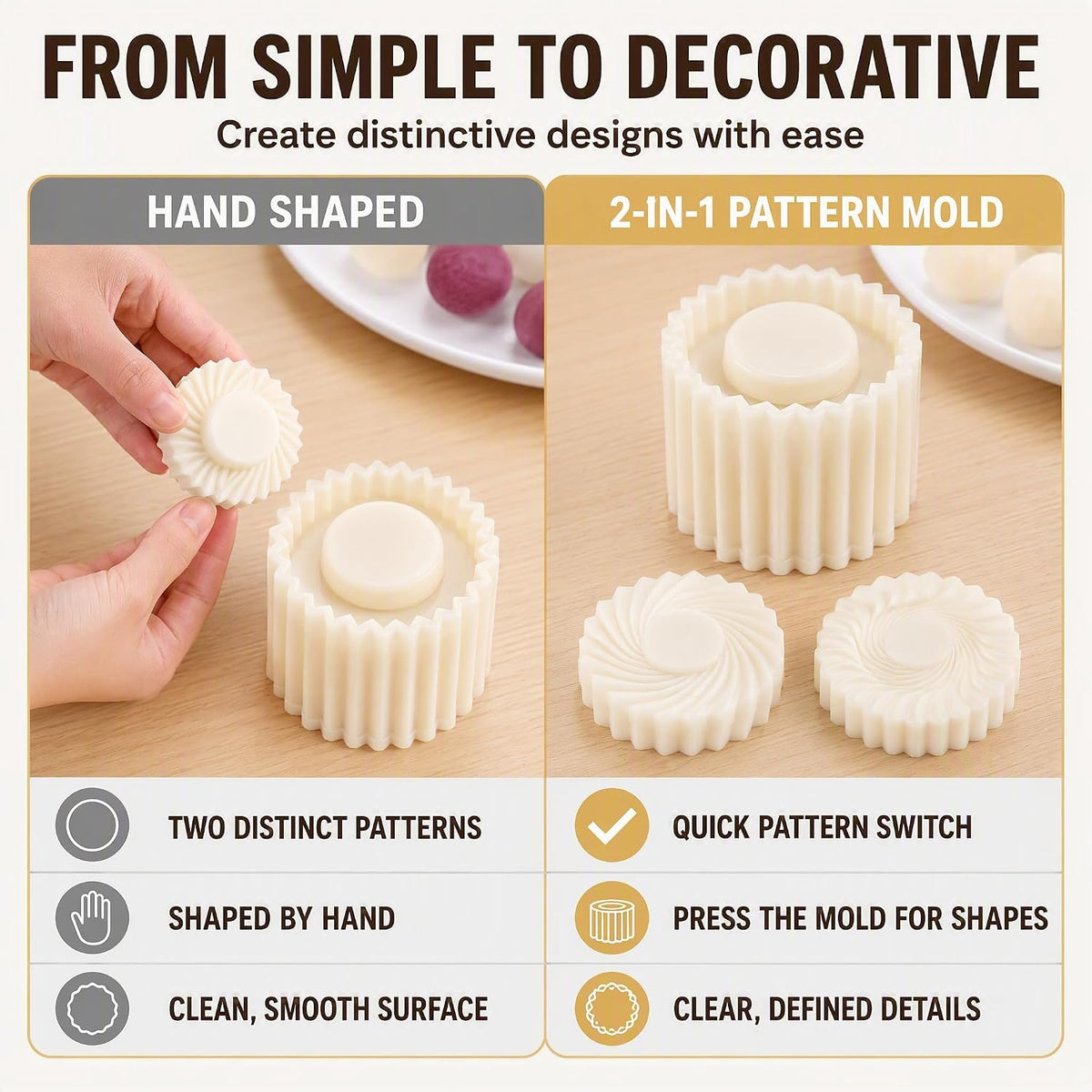 Sunflower-Patterned Round Hand-Press Mooncake Mold for DIY Cookie Mooncake