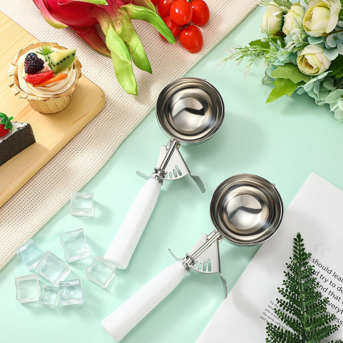 Reallnaive Ice Cream Scooper with Trigger, 4 oz, Gray