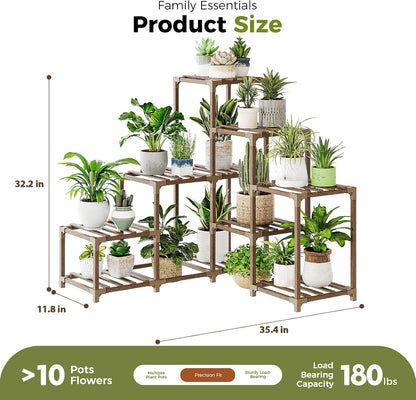 Bamworld Plant Stand Indoor Plant Shelf Outdoor Wood Plant Rack
