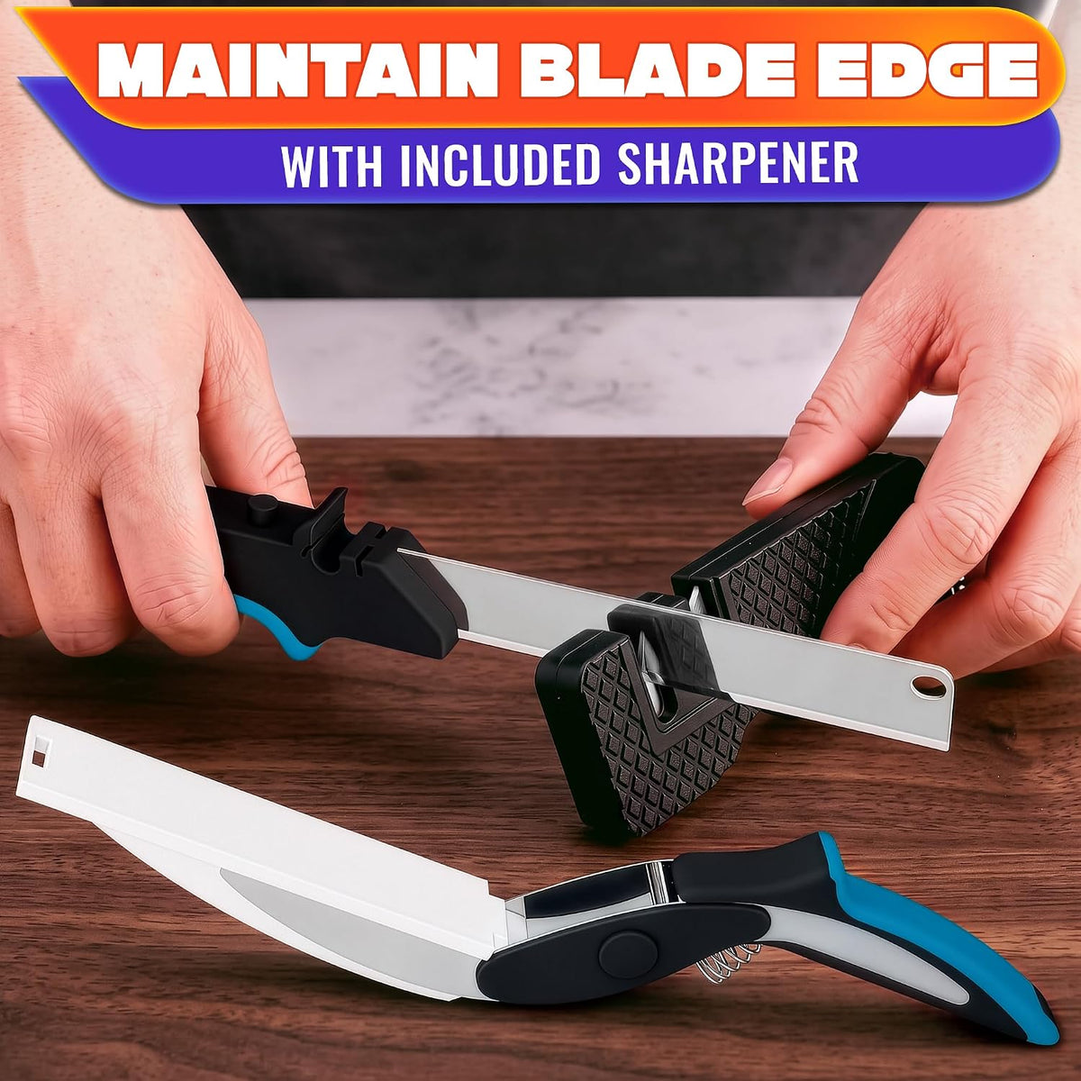 2 in 1 Kitchen Scissors for Food with Knife Sharpener (Grey)