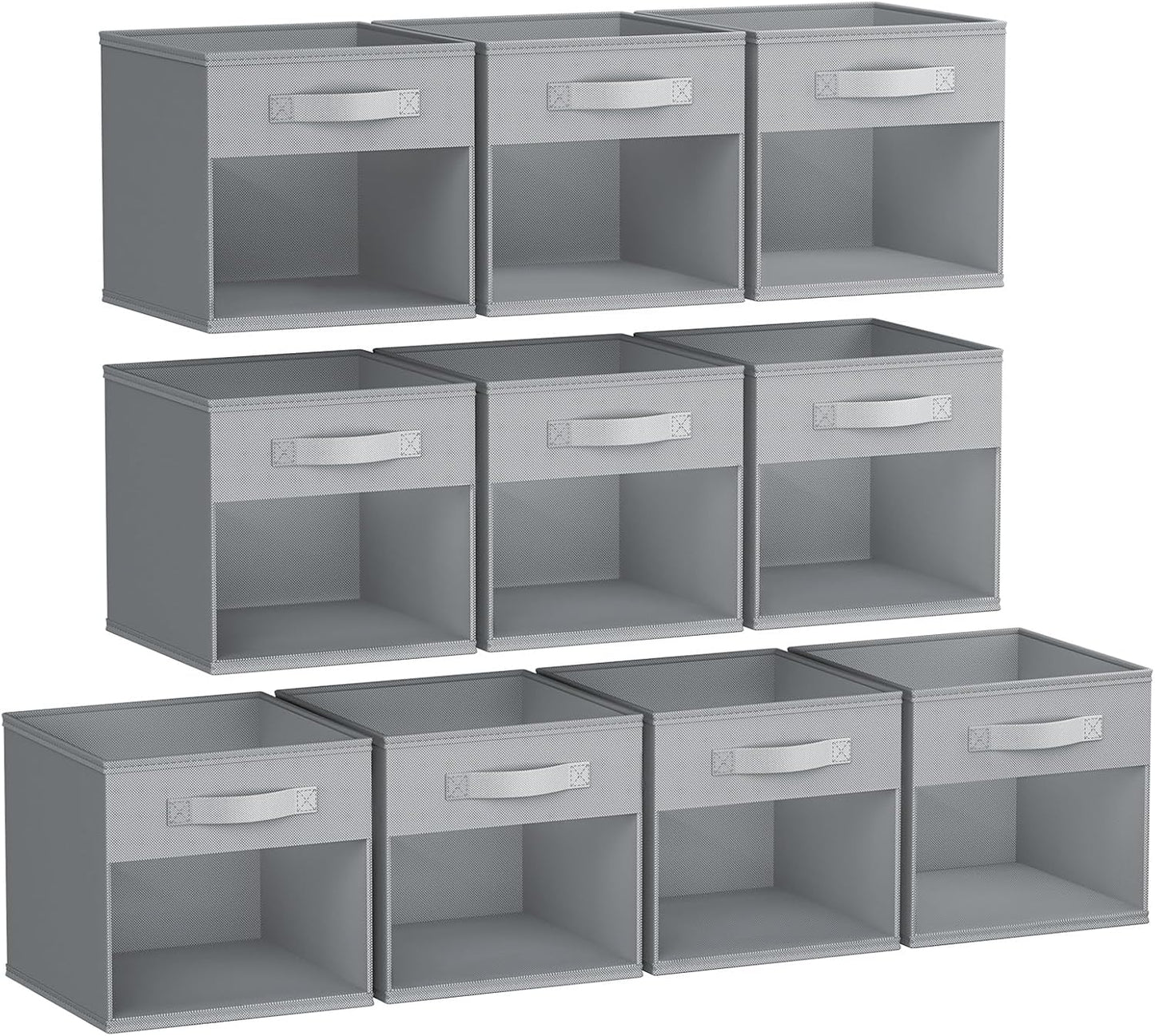 DIMJ Storage Cubes, 11x 11 inch Cube Storage Bin, 6 Pack Closet organizers and storage Bins with Window, Collapsible Baskets with Handle for Shelves, Clothes, Toys, Books (Grey)