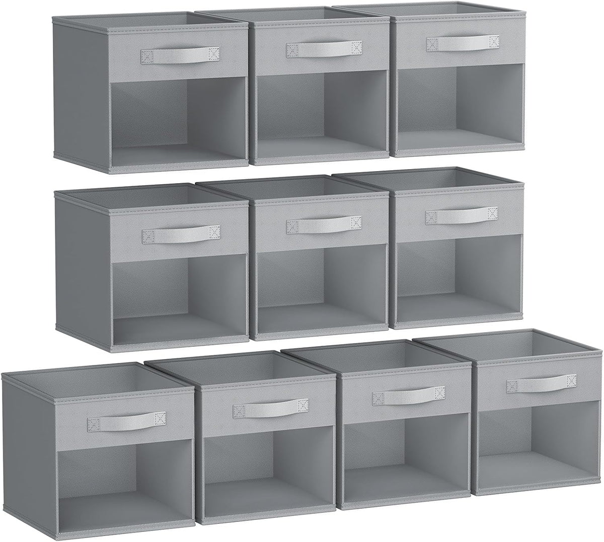 DIMJ Storage Cubes, 11x 11 inch Cube Storage Bin, 6 Pack Closet organizers and storage Bins with Window, Collapsible Baskets with Handle for Shelves, Clothes, Toys, Books (Grey)