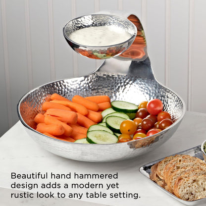 Towle Hammersmith Gooseneck Chip and Dip Server, 11-Inch,Silver